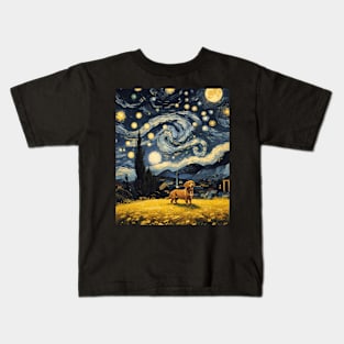 Starry Night Dachshund  Dog , Van Gogh Dachshund Art Kids T-Shirt